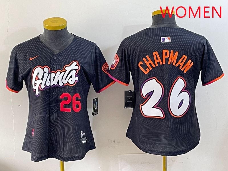Women San Francisco Giants #26 Chapman Black Joint Name Nike 2025 MLB Jersey style 4